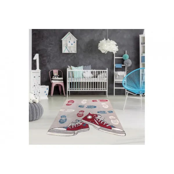 Koberec TOYS 75325 Tenisky - sivý / červený, fuksia