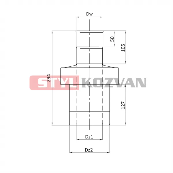 Prodmax | Ukončenie horné ø100/150 mm nerez kondenz NDK06/100/150