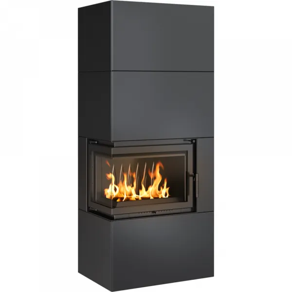 Kratki SIMPLE 8 BS ľavé presklenie s obstavbou - designový krb SIMPLE/BOX/L/S/BLACK
