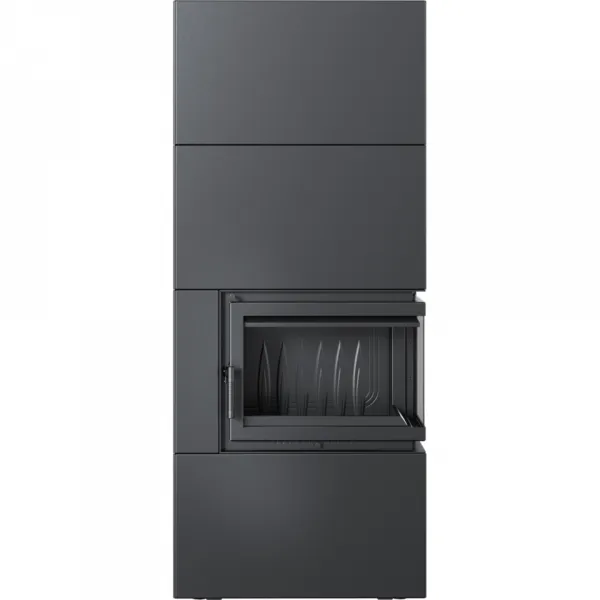 Kratki SIMPLE 8 BS pravé presklenie s obstavbou - designový krb SIMPLE/BOX/P/S/BLACK