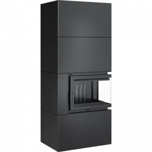 Kratki SIMPLE 8 BS pravé presklenie s obstavbou - designový krb SIMPLE/BOX/P/S/BLACK