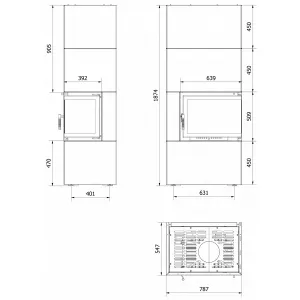 Kratki SIMPLE 8 BS pravé presklenie s obstavbou - designový krb SIMPLE/BOX/P/S/BLACK