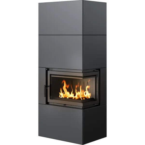 Kratki SIMPLE 8 BS pravé presklenie s obstavbou - designový krb SIMPLE/BOX/P/S/BLACK