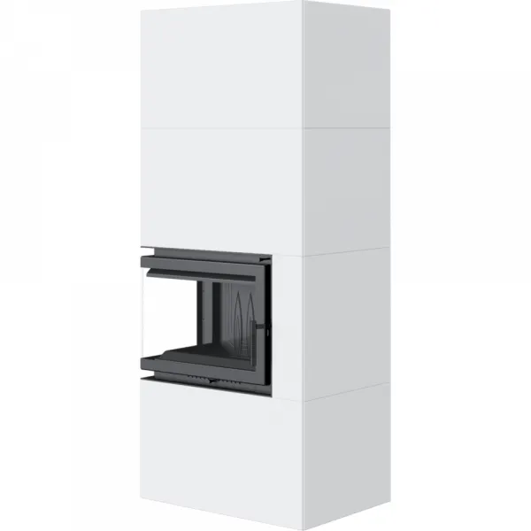 Kratki SIMPLE 8 BS biele, ľavé presklenie s obstavbou - designový krb SIMPLE/BOX/L/S/BIANCO