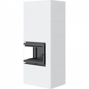 Kratki SIMPLE 8 BS biele, ľavé presklenie s obstavbou - designový krb SIMPLE/BOX/L/S/BIANCO