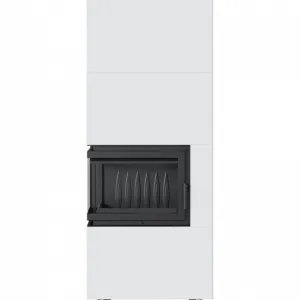 Kratki SIMPLE 8 BS biele, ľavé presklenie s obstavbou - designový krb SIMPLE/BOX/L/S/BIANCO