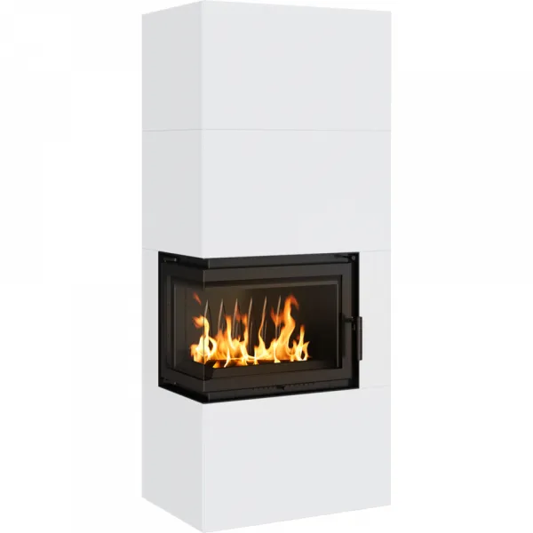 Kratki SIMPLE 8 BS biele, ľavé presklenie s obstavbou - designový krb SIMPLE/BOX/L/S/BIANCO