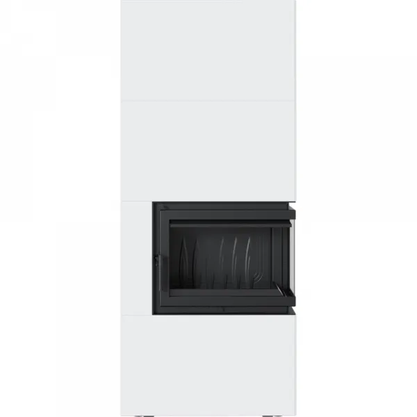 Kratki SIMPLE 8 BS biele, pravé presklenie s obstavbou - designový krb SIMPLE/BOX/P/S/BIANCO