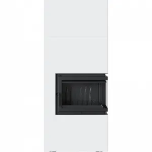 Kratki SIMPLE 8 BS biele, pravé presklenie s obstavbou - designový krb SIMPLE/BOX/P/S/BIANCO