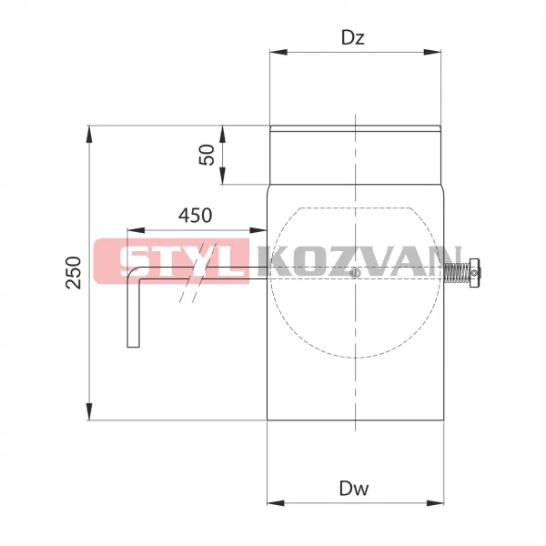 Prodmax Dymovody | Klapka s dlhým tiahlom ø180 mm čierna OJ18/180