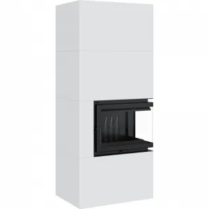 Kratki SIMPLE 8 BS biele, pravé presklenie s obstavbou - designový krb SIMPLE/BOX/P/S/BIANCO