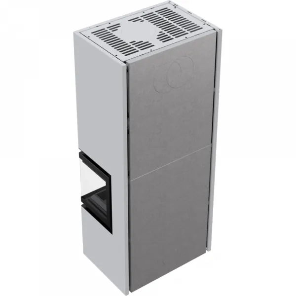 Kratki SIMPLE 8 BS biele, pravé presklenie s obstavbou - designový krb SIMPLE/BOX/P/S/BIANCO