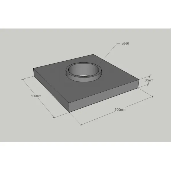 CJ Blok | Betónová komínová doska ø260 - 500x500x50 KD 260