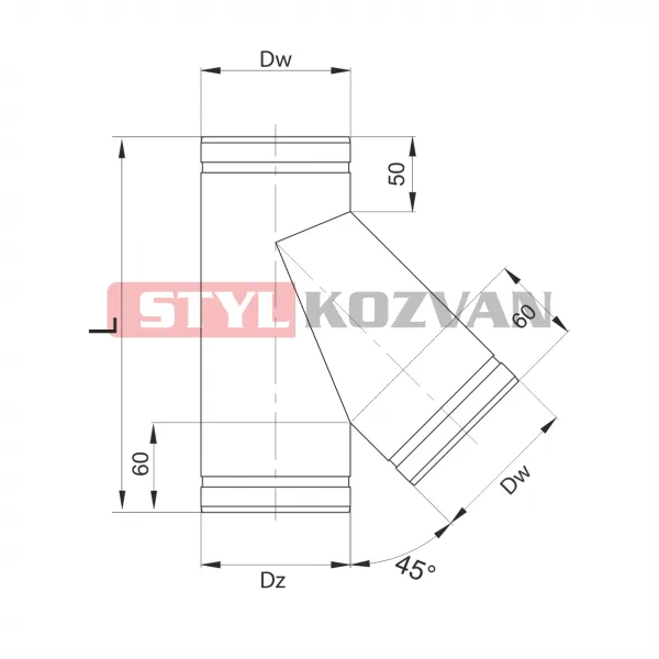 Prodmax | Sopúch ø200 / 45° nerez NJ05/200