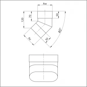 Prodmax | Koleno ovál 120/220 mm - 90° dlhý bok NO18/120/220