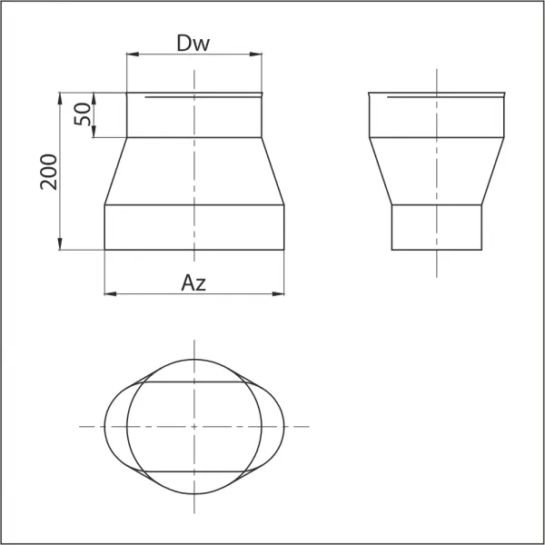 Prodmax | Redukcia ovál 120/200 mm - ø 200 mm NO21/120/200