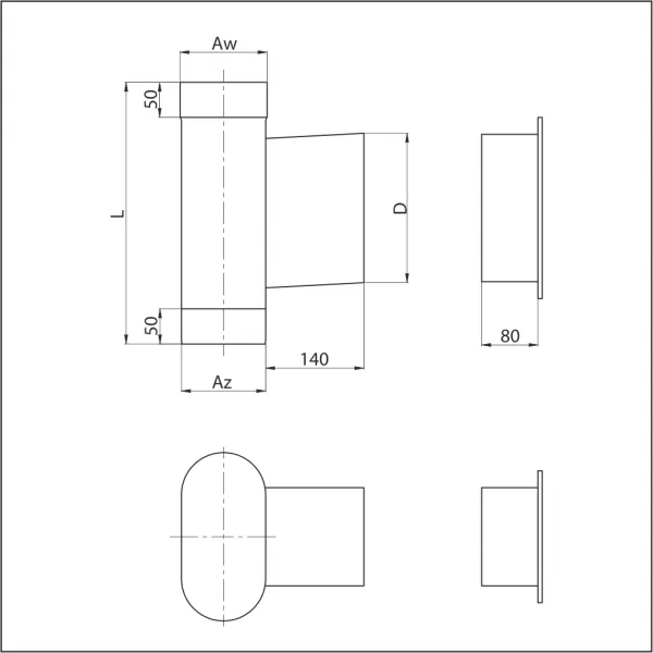 Prodmax | Dvierkový diel ovál 120/200 mm s dvierkami 140x210 NO06/120/200