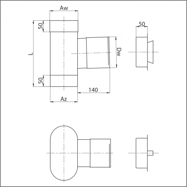 Prodmax | Dvierkový diel ovál 120/200 mm okrúhly s dvierkami NO07/120/200