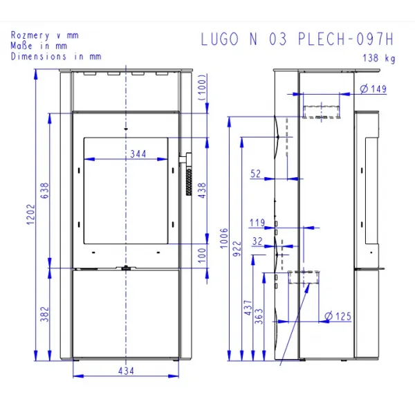 ROMOTOP LUGO N 03 plech - krbové kachle