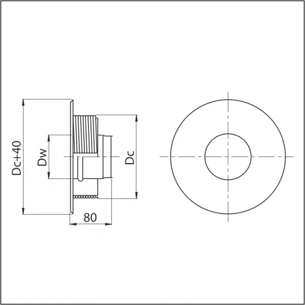 Komínový prechod ø80 mm oceľ - DC 200 OPJ17/80