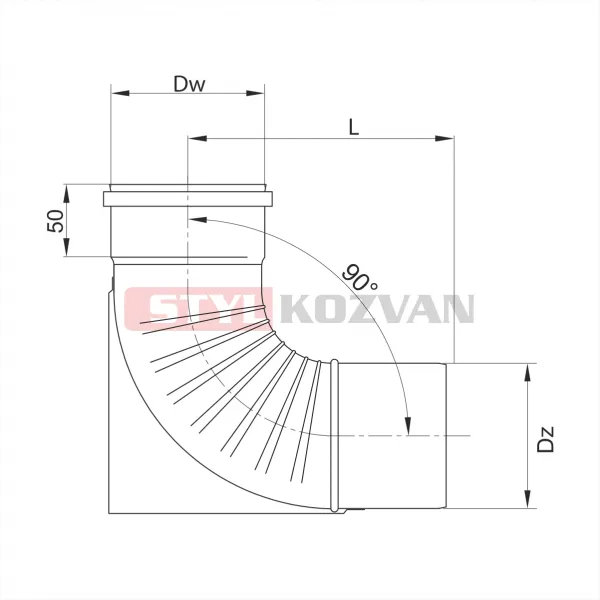 Prodmax | Koleno 90° s podperou ø80 mm nerez kondenz NK06/80