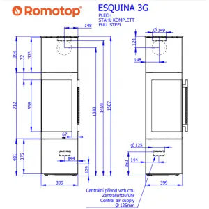 ROMOTOP ESQUINA 3G plech - akumulačné krbové kachle