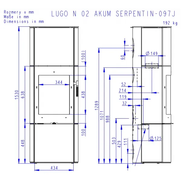 ROMOTOP LUGO N 02 AKUM kameň - akumulačné krbové kachle