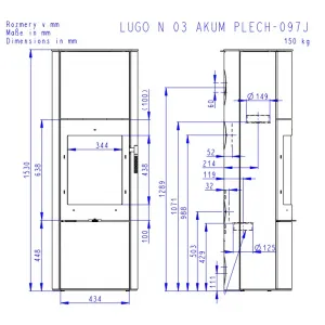 ROMOTOP LUGO N 03 AKUM plech - akumulačné krbové kachle