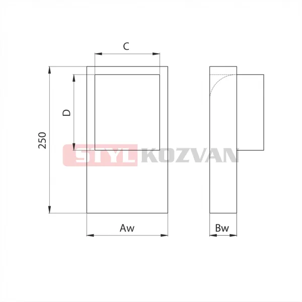 Prodmax | Vývod na mriežku 17x17 kanál 200x90