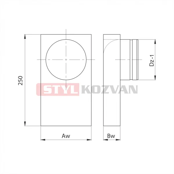 Prodmax | Prechod kanál / ø 100 90° kanál 200x90