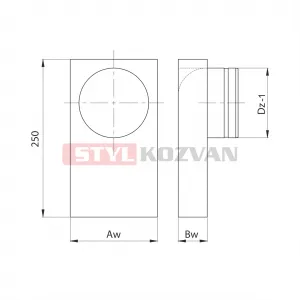 Prodmax | Prechod kanál / ø 100 90° kanál 200x90