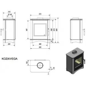 Kratki Koza VEGA  - krbové kachle - Dymovod 150