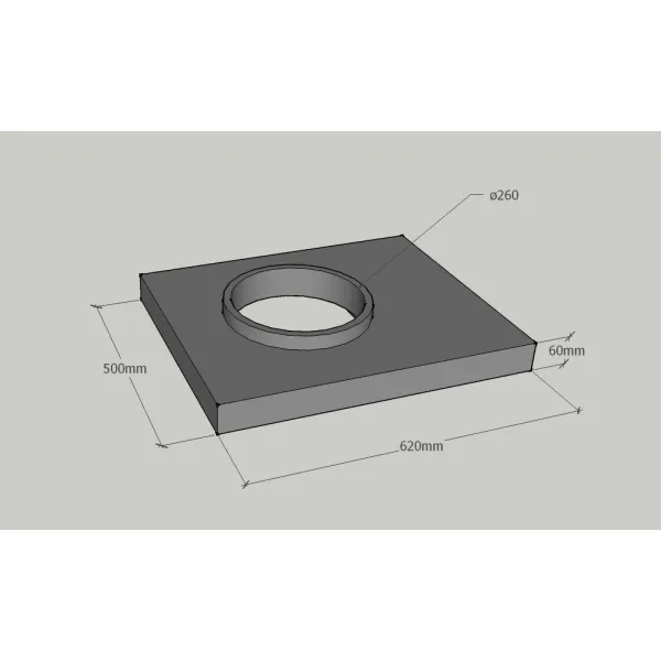 CJ Blok | Betónová komínová doska VO ø260 - 620x500x50 KD VO 260