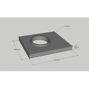 CJ Blok | Betónová komínová doska VO ø260 - 620x500x50 KD VO 260