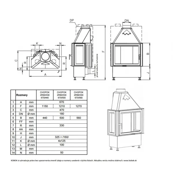 Kobok Chopok 2R90/330 670/450  Krbová vložka