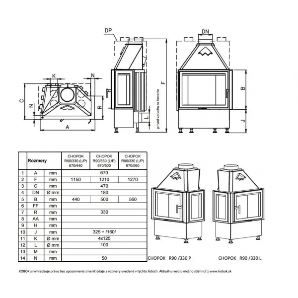 Kobok Chopok R90/330 L 670/450 - krbová vložka