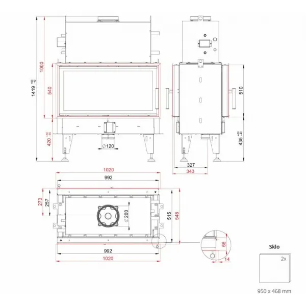 Bef Twin 10 N Aquatic II - BeF home Teplovodná kozubová vložka