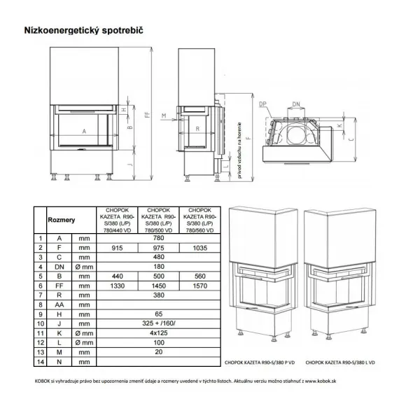 Kobok Kazeta VD R90 S/380 L 780/450 Krbová vložka