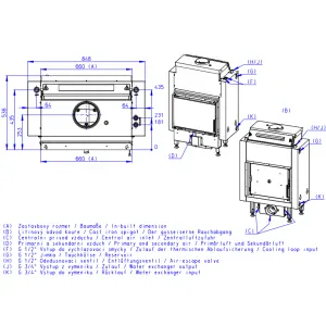 ROMOTOP DYNAMIC WB 2G 66.50.01P - krbová vložka s teplovodným výmenníkom, trojsklom a zadným prikladaním DWB2M 01P
