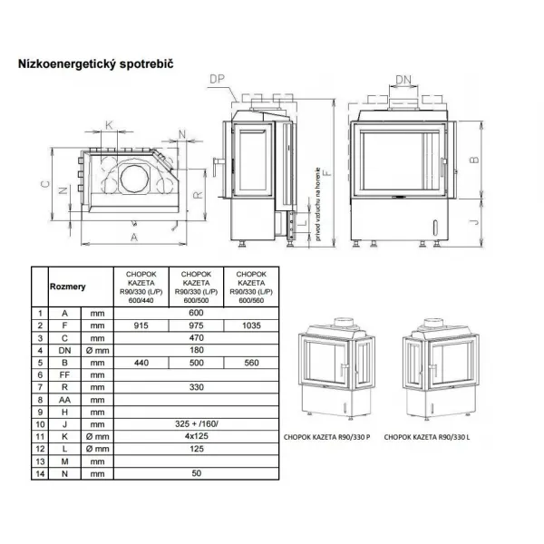 Kobok Kazeta R90/330 L 600/450 Krbová vložka