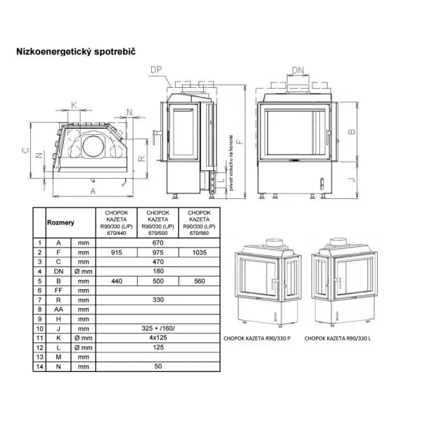 Kobok Kazeta R90/330 L 670/450 Krbová vložka