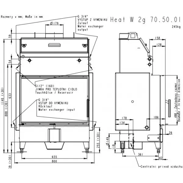 ROMOTOP HEAT W 2g 70.50.01 - krbová vložka s teplovodným výmenníkom HW2Z 01