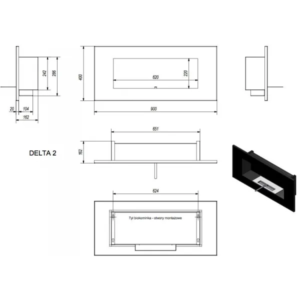 Kratki Delta 2 Qube 400x900mm - biokrb