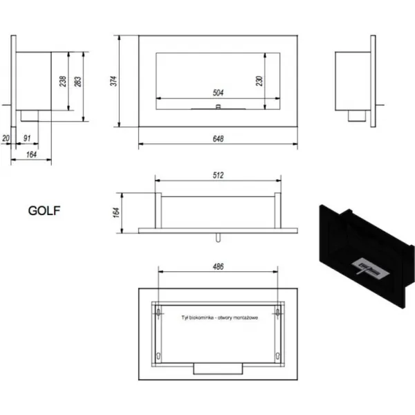 Kratki Golf čierny vertikal - biokrb