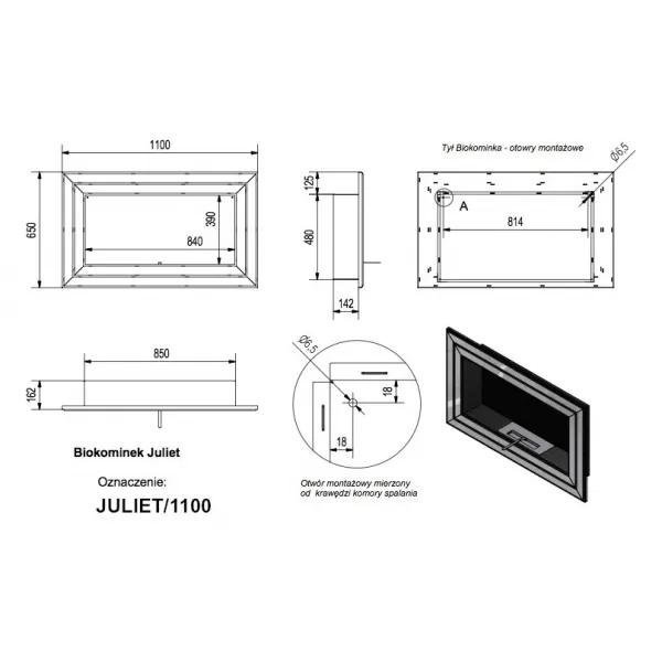 Kratki Juliet 1100x650mm - biorkb