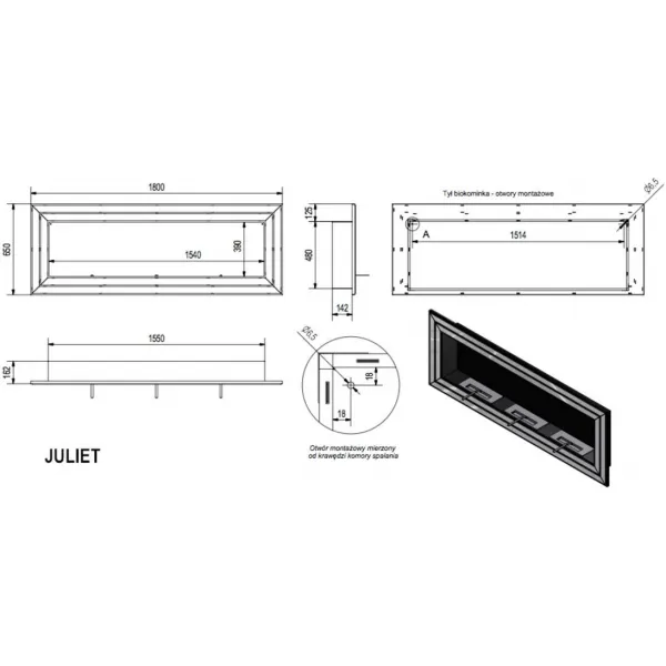 Kratki Juliet 1800x650mm - biorkb