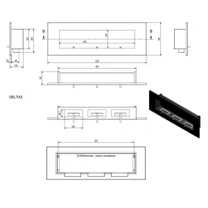 Kratki Delta 3 čierny 1200x400mm - biokrb