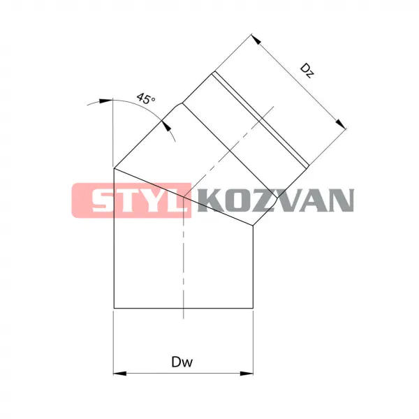 Prodmax Dymovody | Koleno 45° ø120 mm -  dymovod hrúbka 2mm OJ07/120