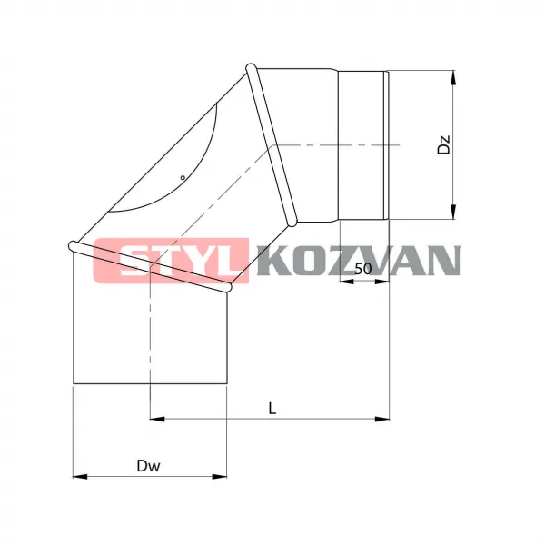 Prodmax Dymovody | Koleno 90° nast. s rev. otovorom ø150 mm - dymovod hrúbka 2mm OJ10/150