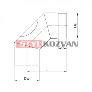 Prodmax Dymovody | Koleno pevné s rev. otvorom 90° ø150 mm - dymovod hrúbka 2mm OJ06/150